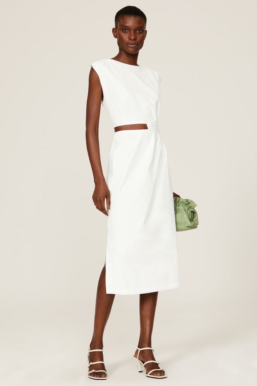 Love, Whit by Whitney Port White Cut Out Sleeveless Sheath Midi Dress Size S